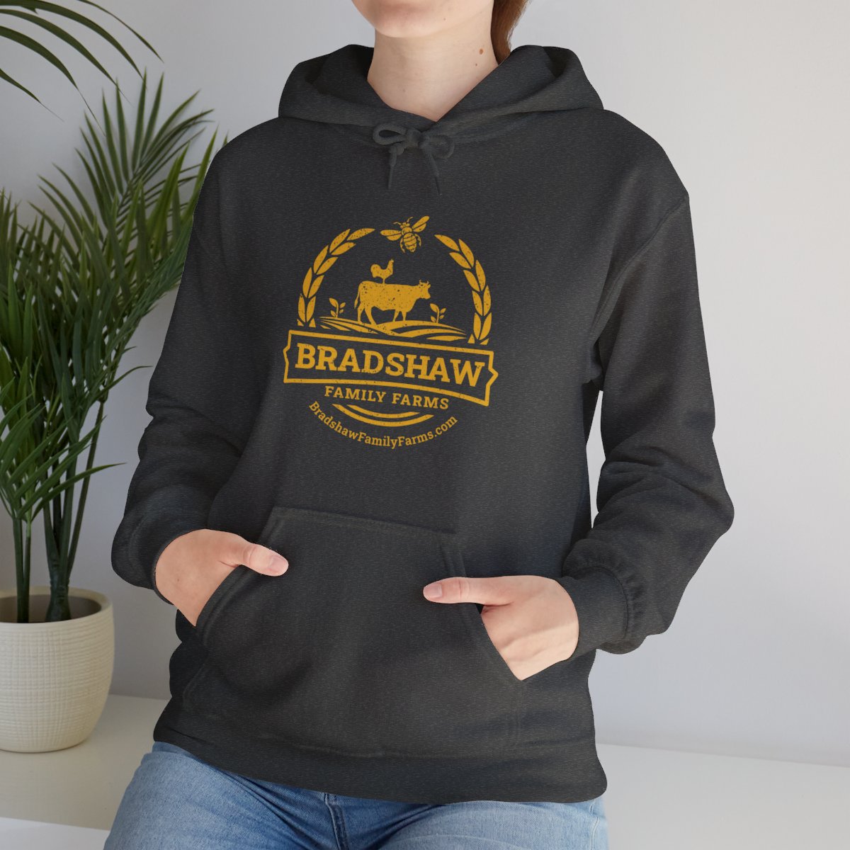 Bradshaw family farms logo on shirt