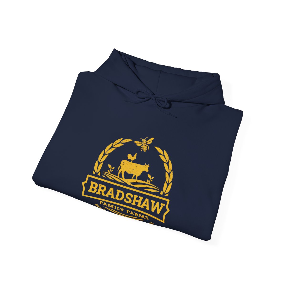 Bradshaw family farms logo on hoodie