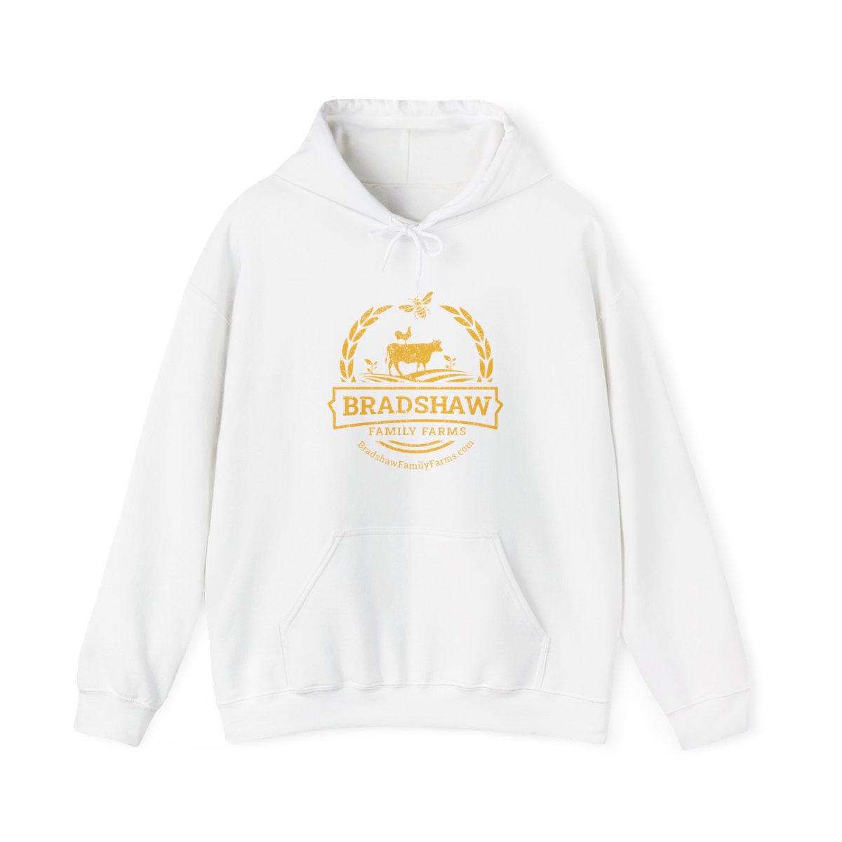 Bradshaw family farms logo on hoodie