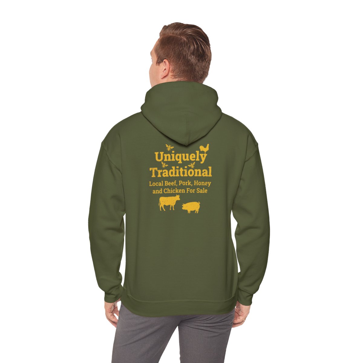 Bradshaw family farms logo on hoodie