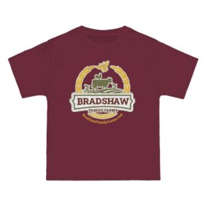 Bradshaw family farms logo on t-shirt
